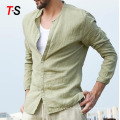 2019 new foreign trade men's shirt cotton and linen shirt casual shirt gentleman slim